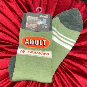 NWT Blue Q Adult in Training Crew Socks Green Novelty Funny Gift